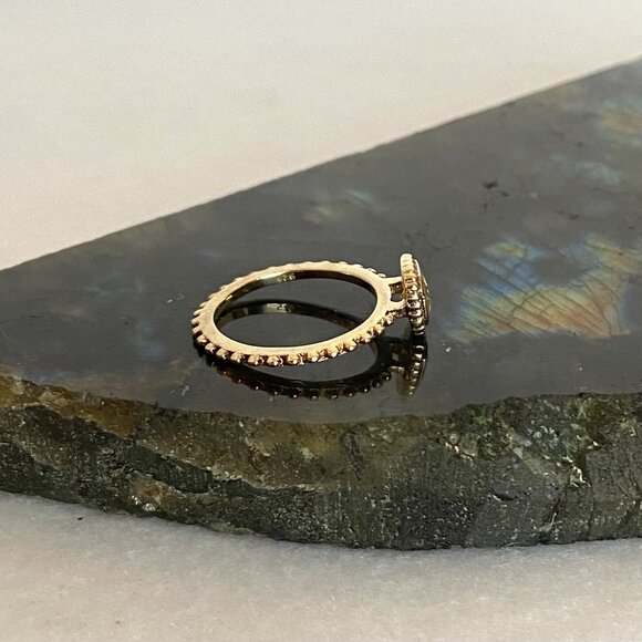 Gold Vermeil Sterling Silver 925 Square Yellow Cubic Zirconia Solitaire Ring 5 - Picture 5 of 16